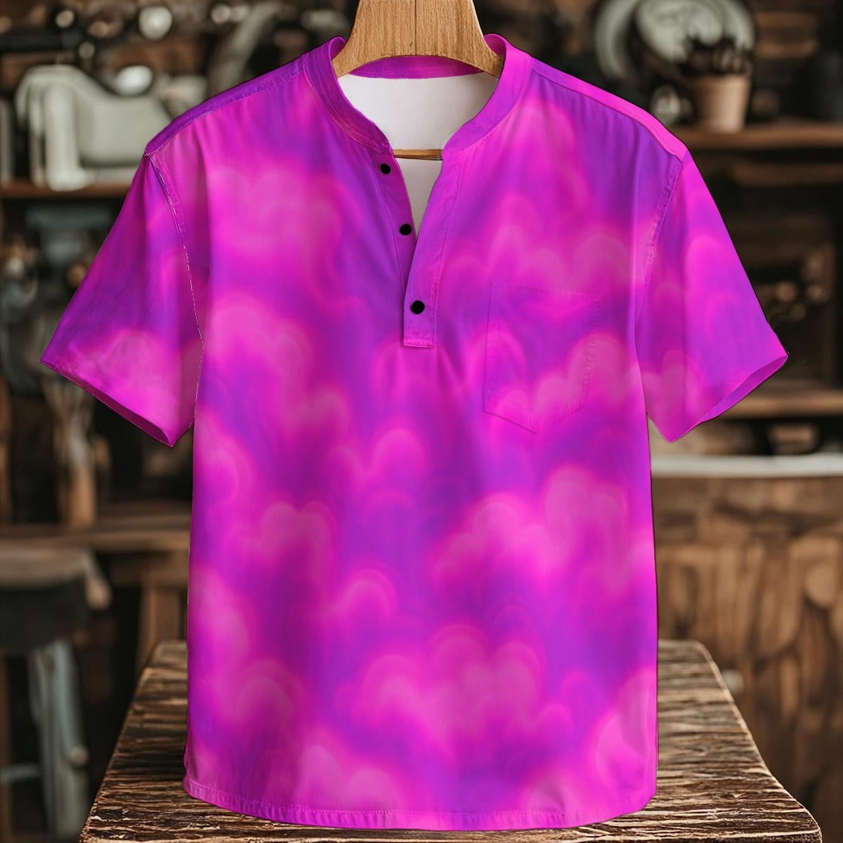 Men's Henley Shirt With Chest Pocket