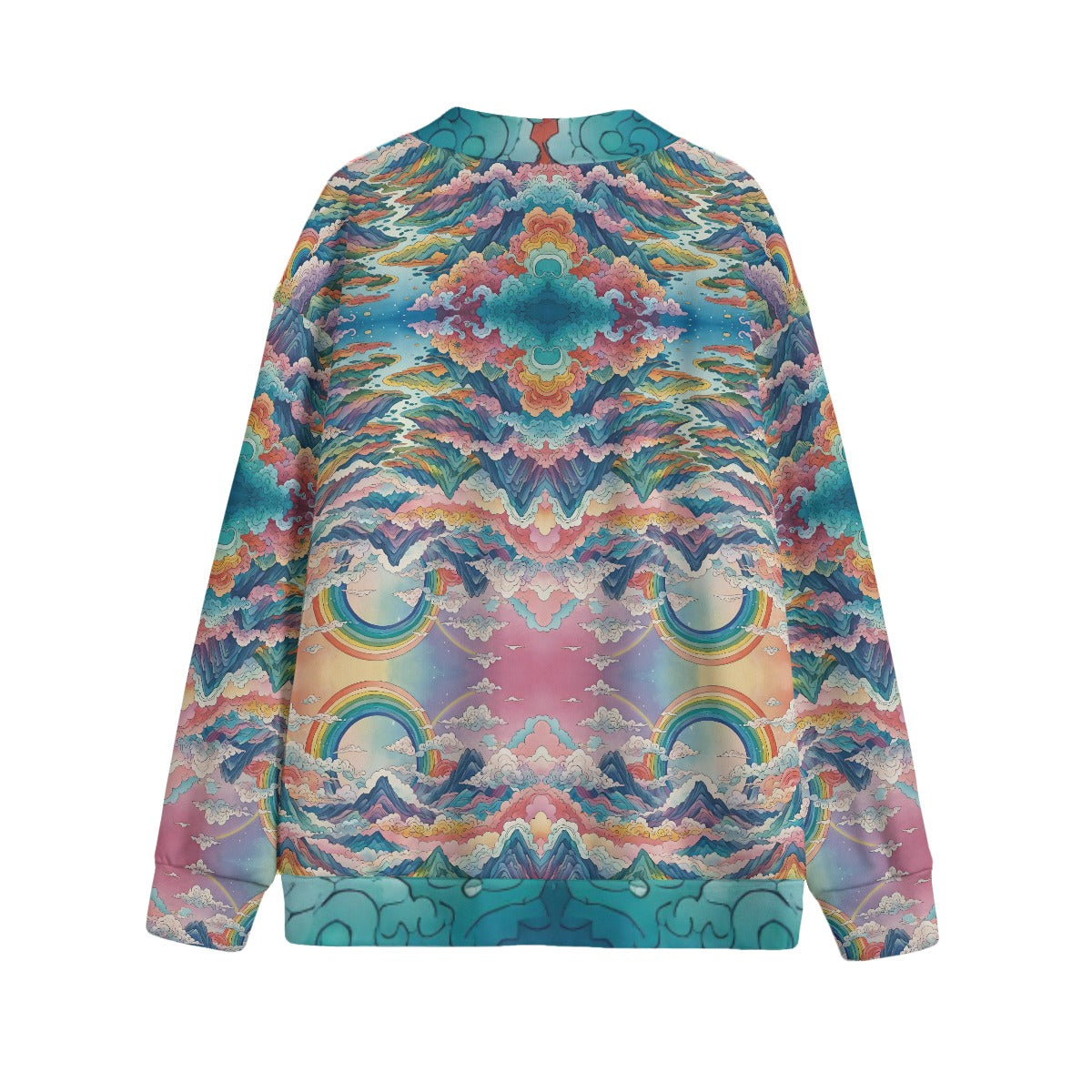 Unisex V-neck Knitted Fleece Cardigan With Button Closure