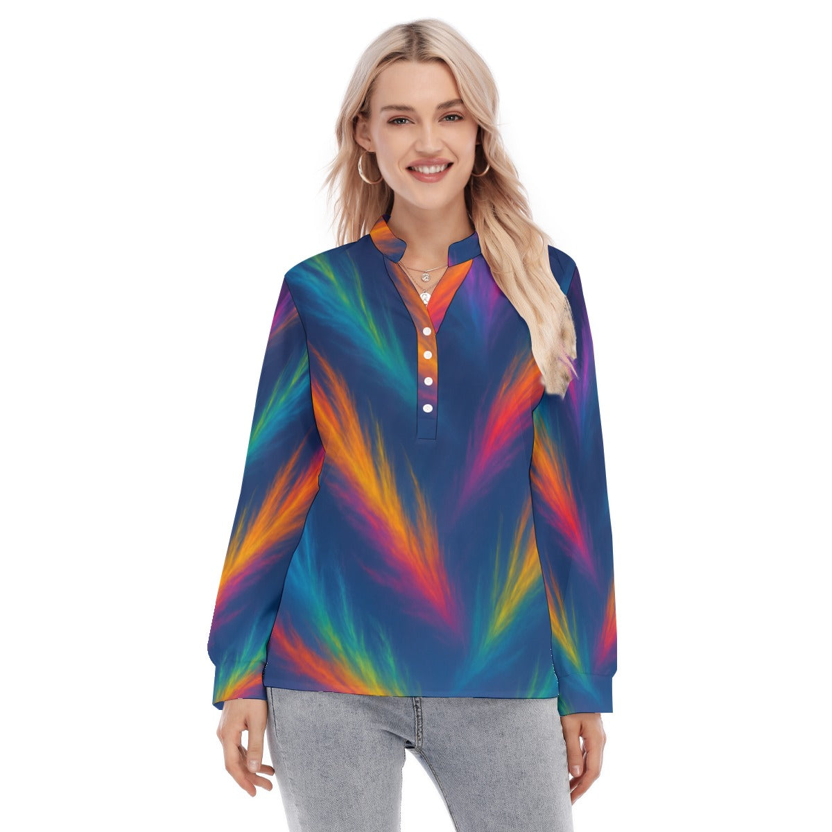 Women's Long Sleeve Blouse With Button Closure