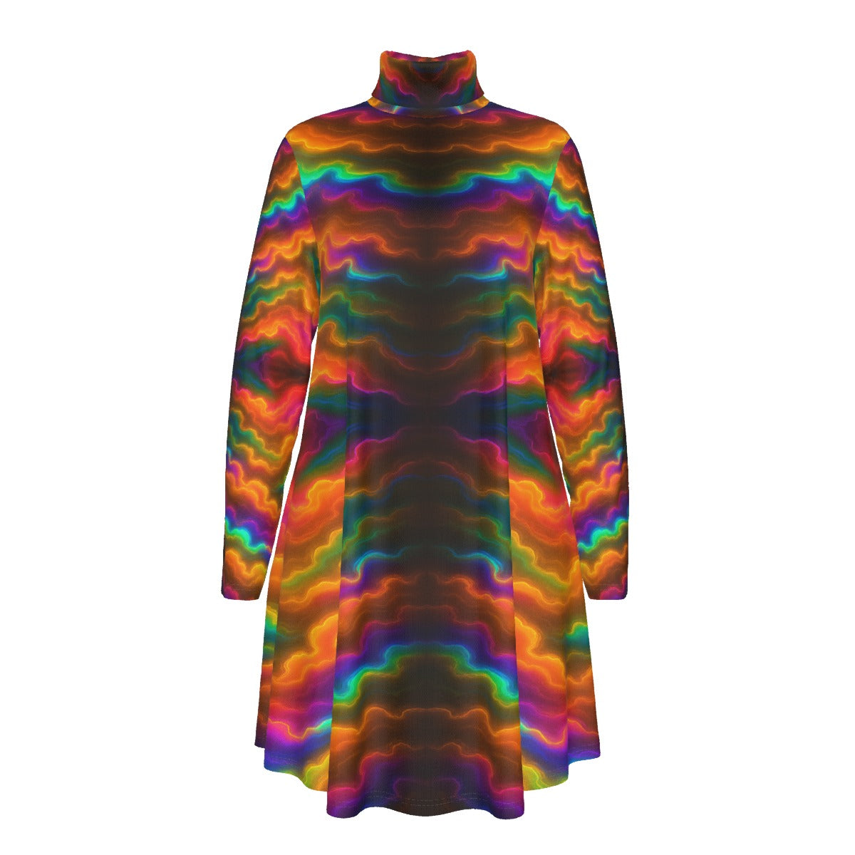 Women's High Neck Dress With Long Sleeve