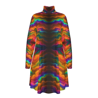 Women's High Neck Dress With Long Sleeve