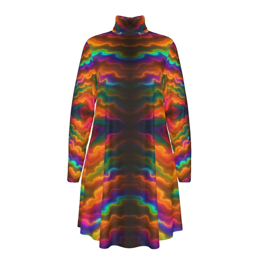 Women's High Neck Dress With Long Sleeve