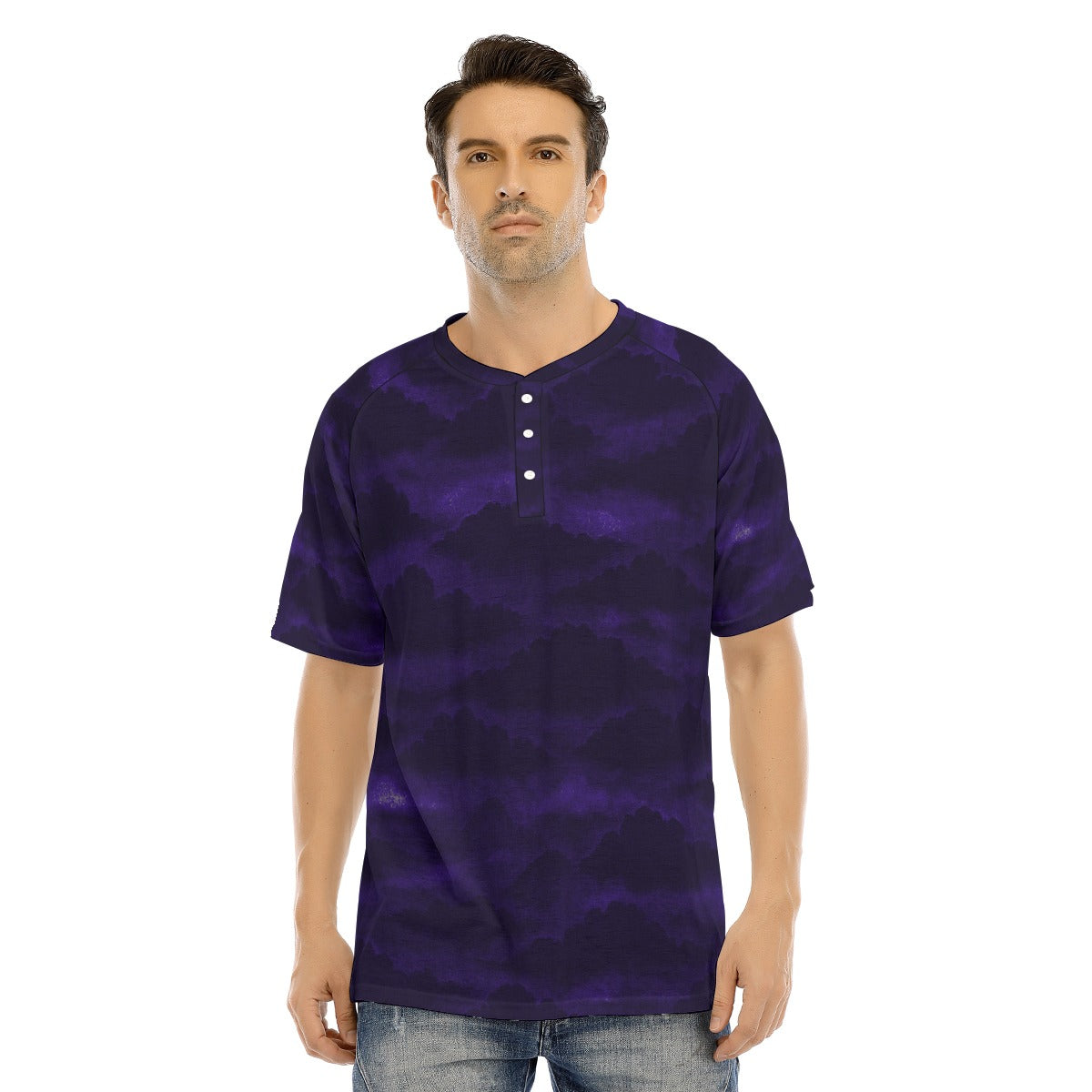 Men's Raglan Sleeve T-shirt With Button Closure