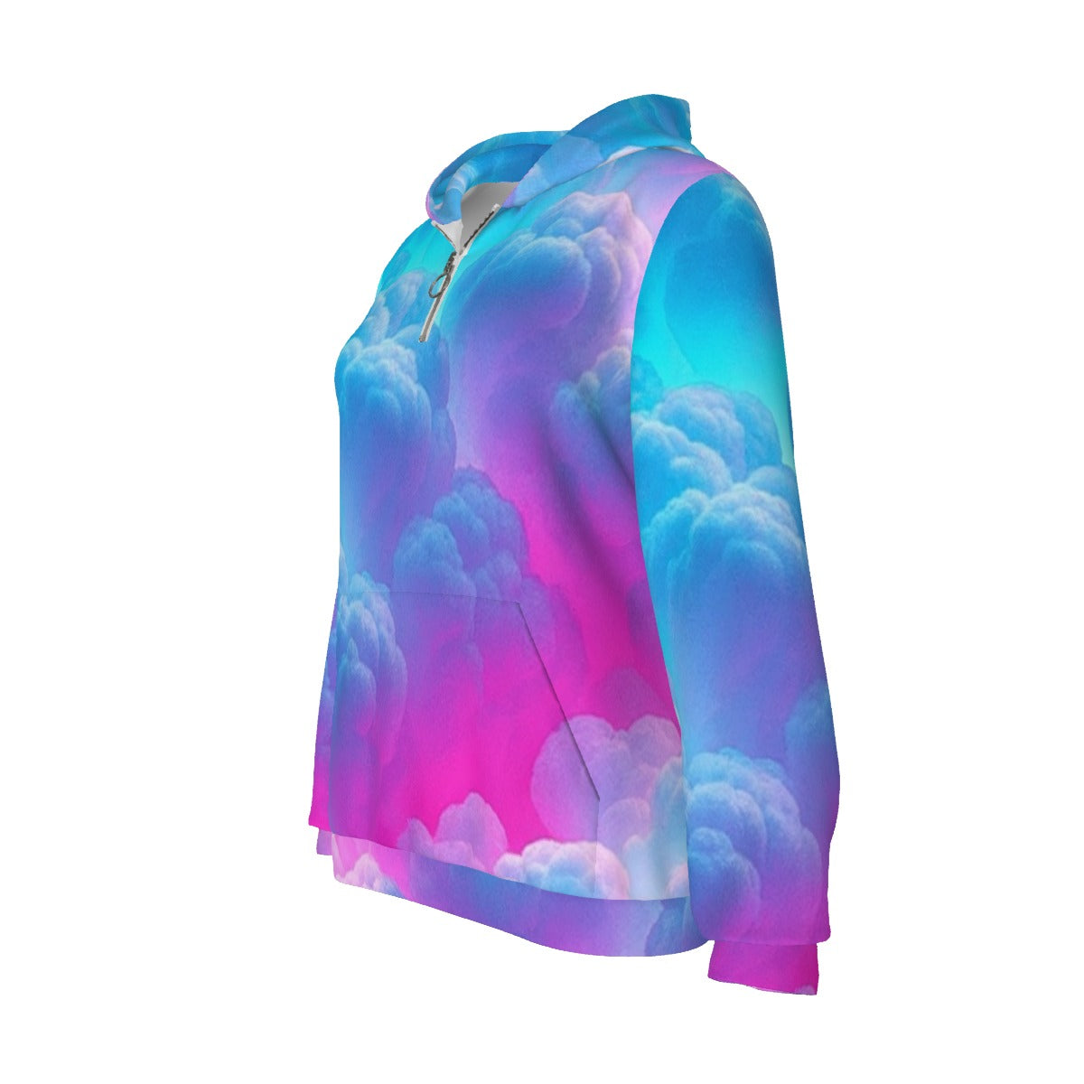 Women's Borg Fleece Hoodie With Half Zip