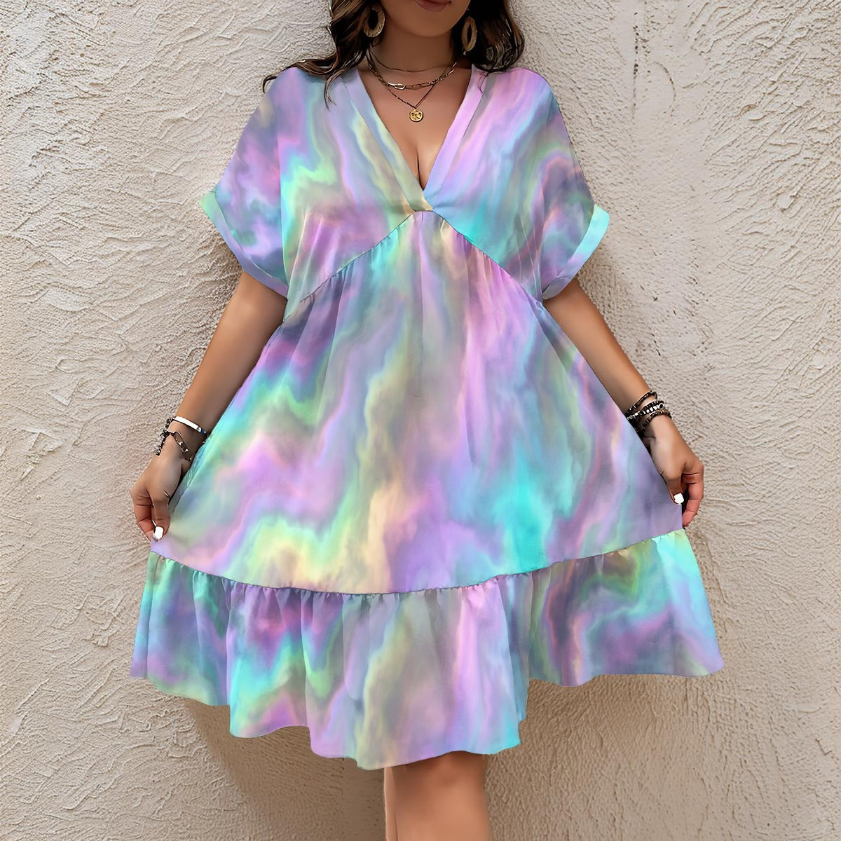 Women’s Floral V-Neck Short Sleeve Dress