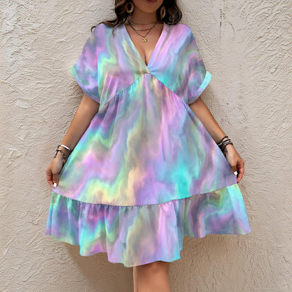 Women’s Floral V-Neck Short Sleeve Dress
