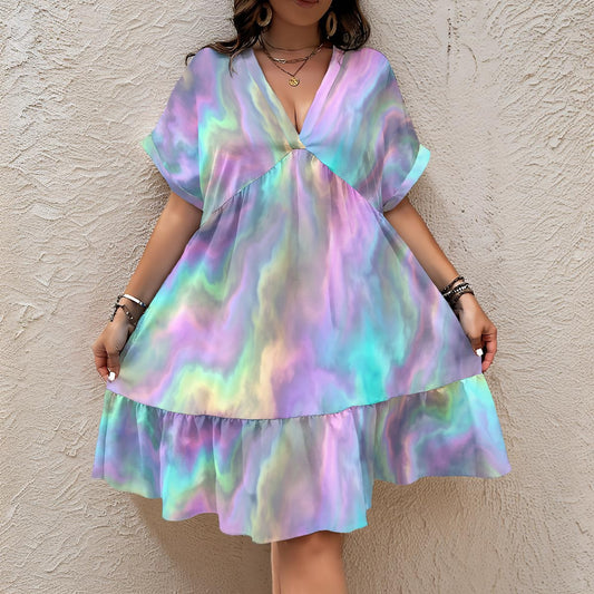 Women’s Floral V-Neck Short Sleeve Dress