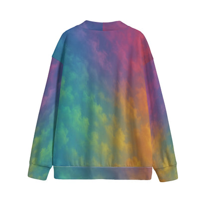 Unisex V-neck Knitted Fleece Cardigan With Button Closure