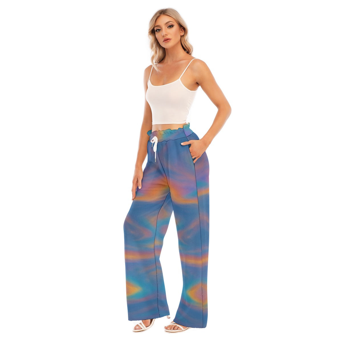 Women's Waist Fungus Edge Wide-leg Pants