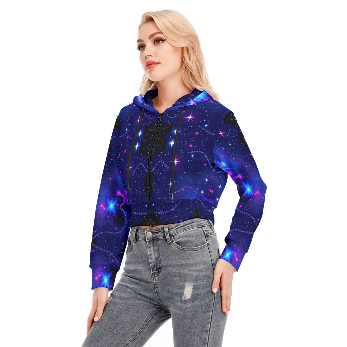 Women's Crop Top Hoodie With Zipper Closure