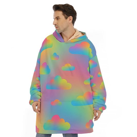 Unisex Sherpa Fleece Hoodie Blanket