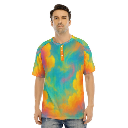 Men's Raglan Sleeve T-shirt With Button Closure