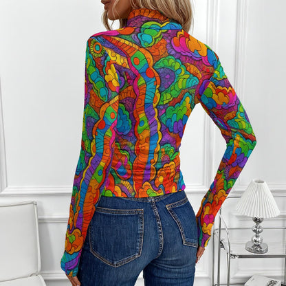 Women's Women's High-Neck Top With Long Sleeve