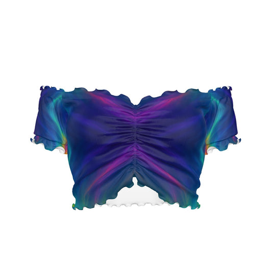 Women's One-shoulder Off-the-navel Short Sleeve T-shirt