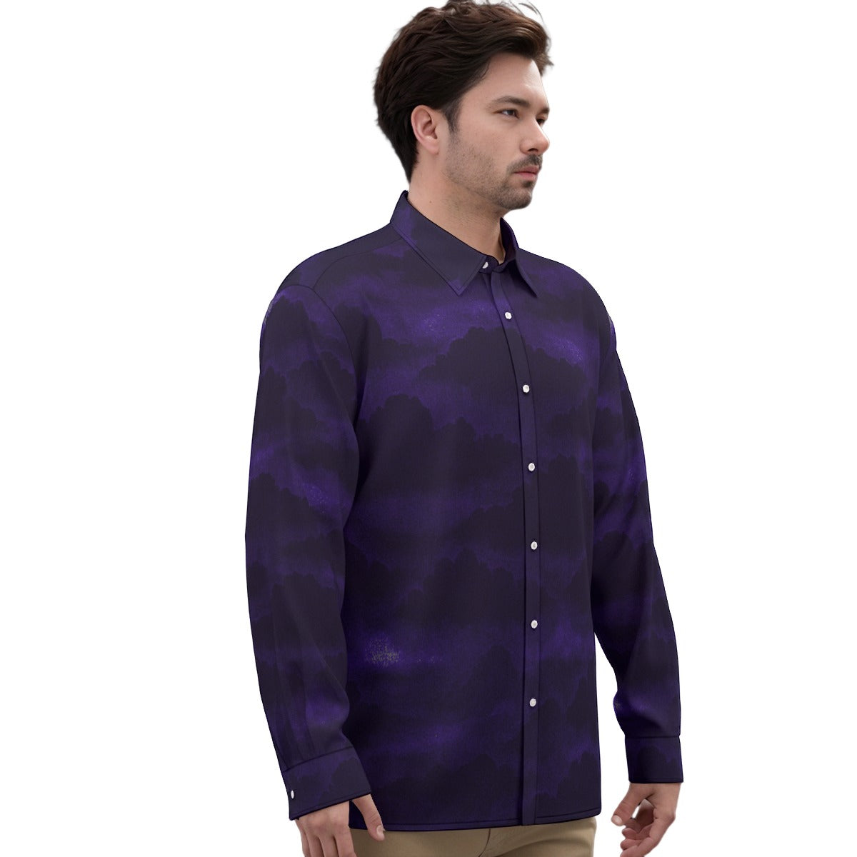 Men's Imitation Silk Long-Sleeved Shirt