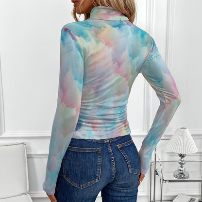 Women's Women's High-Neck Top With Long Sleeve
