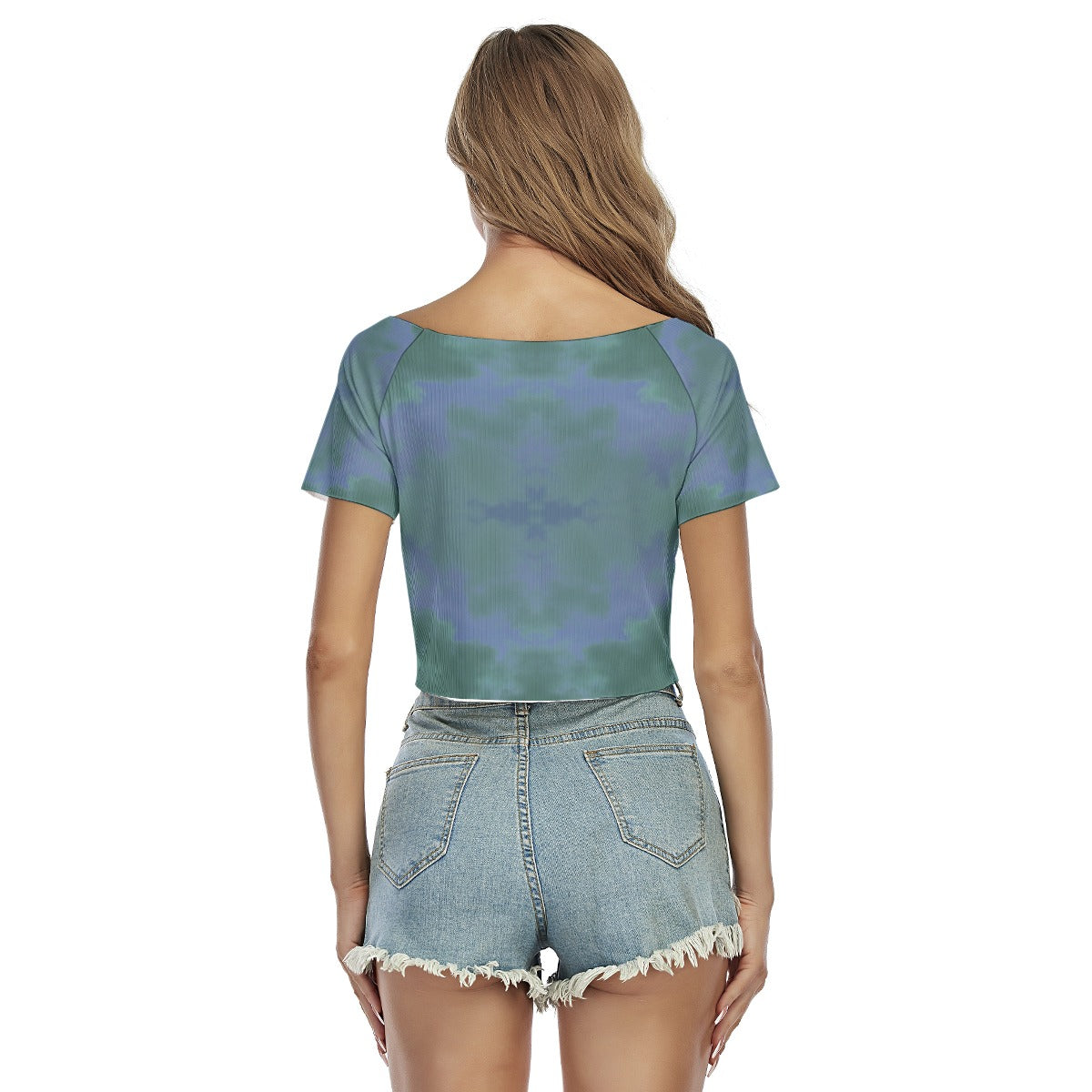 Women's Raglan Drawstring Front Crop Tee