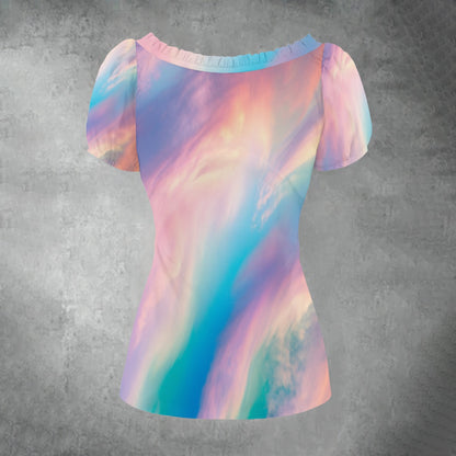 Women's Puff Sleeve Pleated Shirt