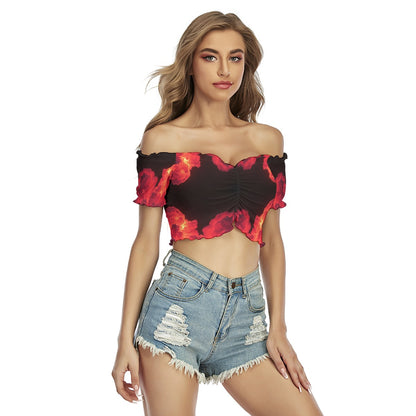 Women's One-shoulder Off-the-navel Short Sleeve T-shirt