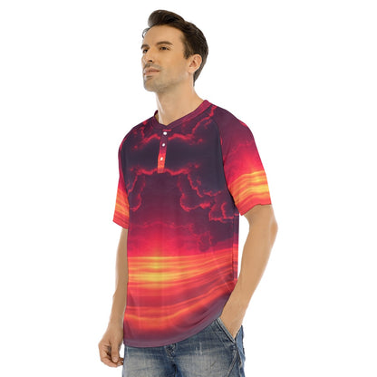 Men's Raglan Sleeve T-shirt With Button Closure
