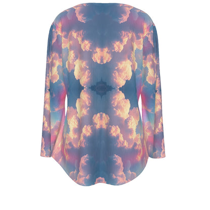 Women's V-neck T-shirt With Irregular Hem