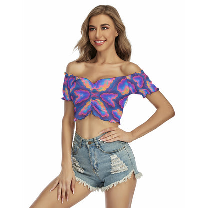 Women's One-shoulder Off-the-navel Short Sleeve T-shirt