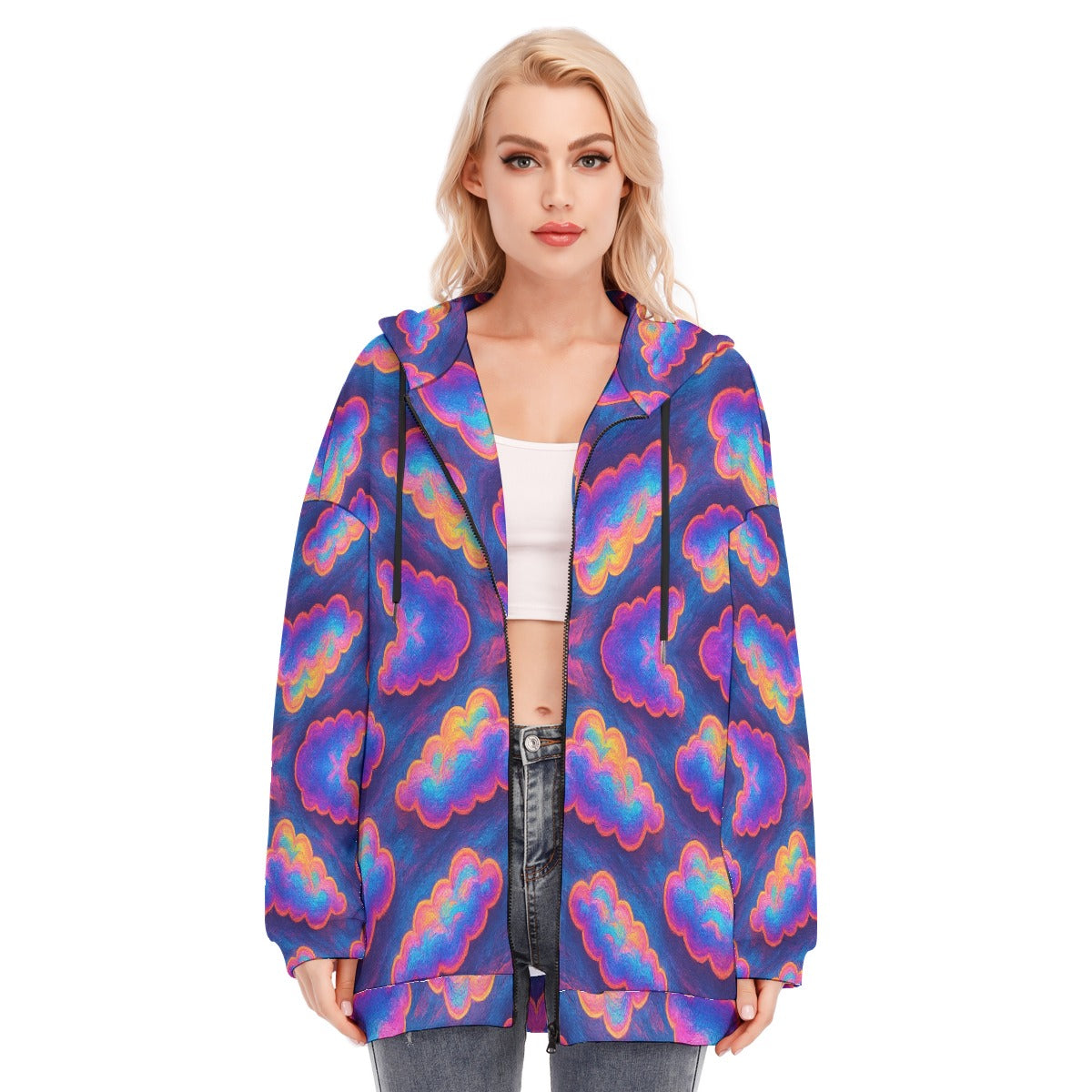 Women's Long Hoodie With Zipper Closure