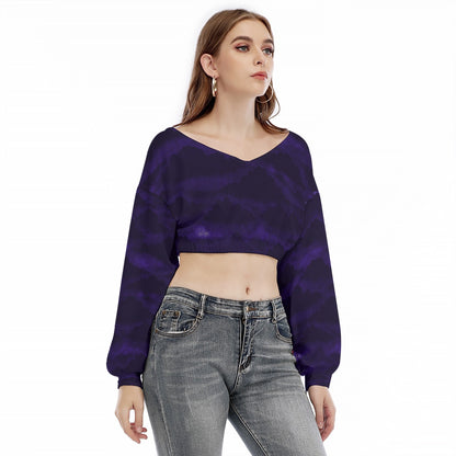 Women's V-neck Long Sleeve Cropped Sweatshirt