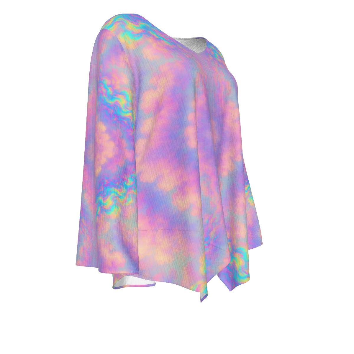 Women's V-neck T-shirt With Irregular Hem