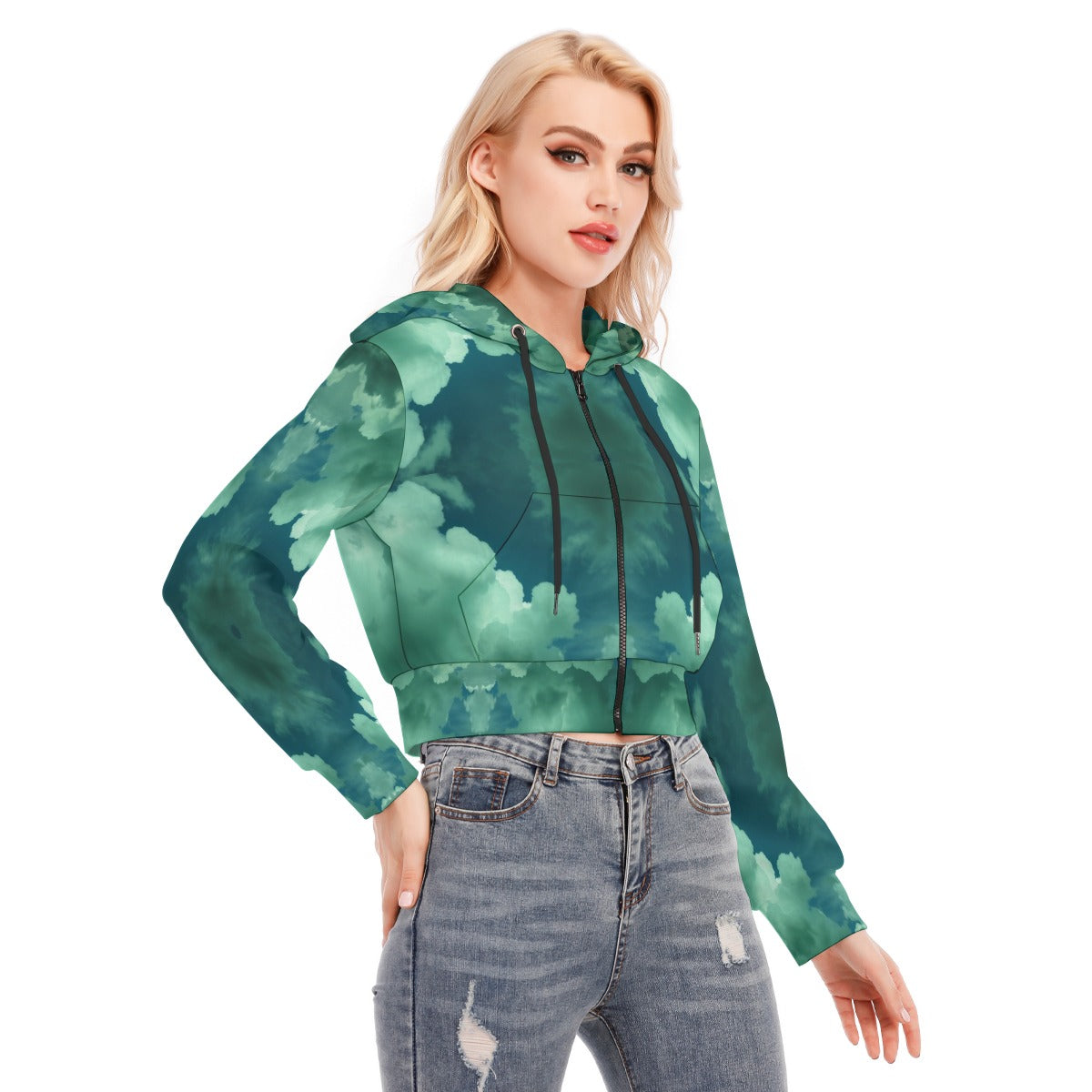 Women's Crop Top Hoodie With Zipper Closure