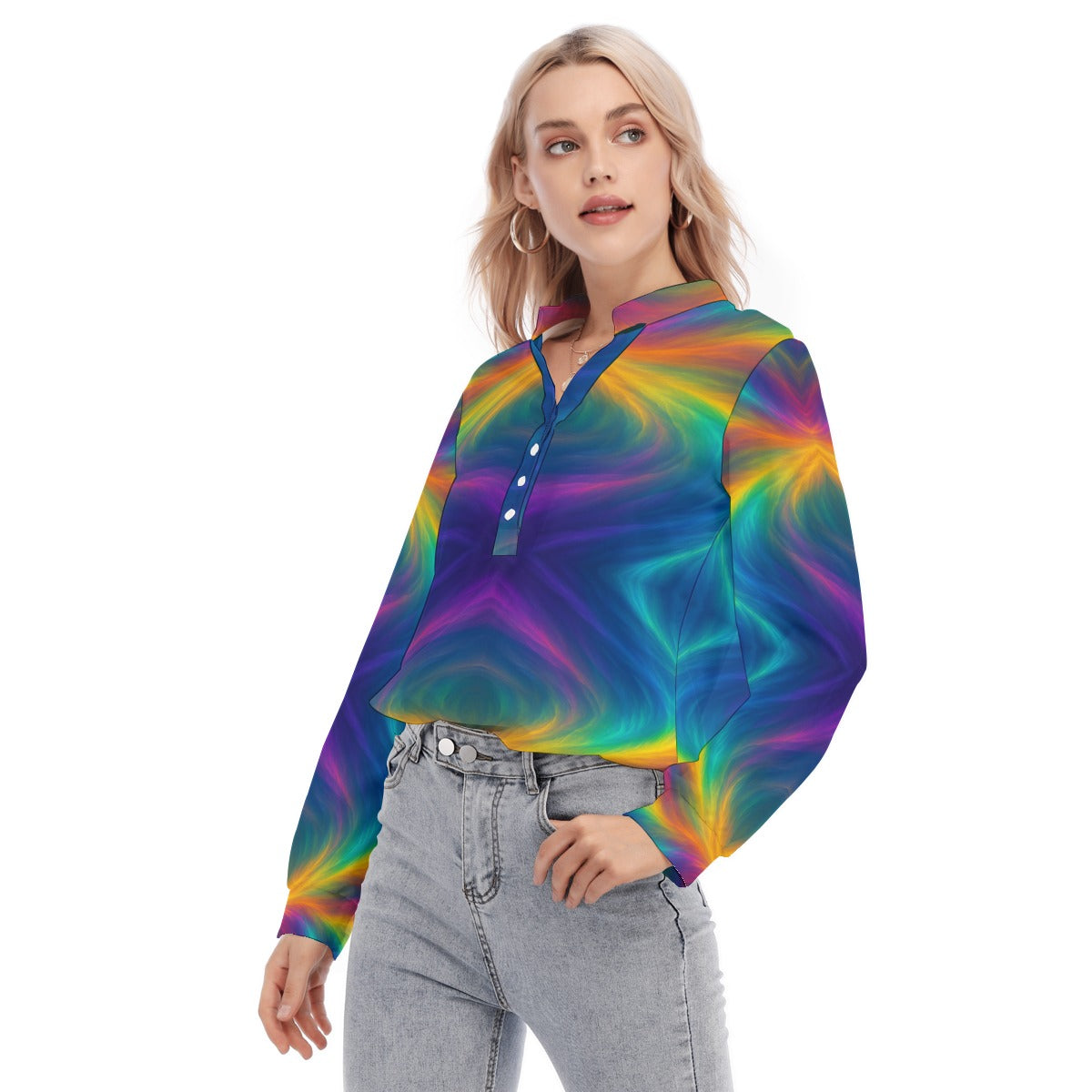 Women's Long Sleeve Blouse With Button Closure