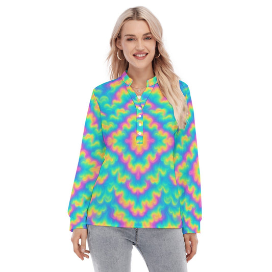 Women's Long Sleeve Blouse With Button Closure