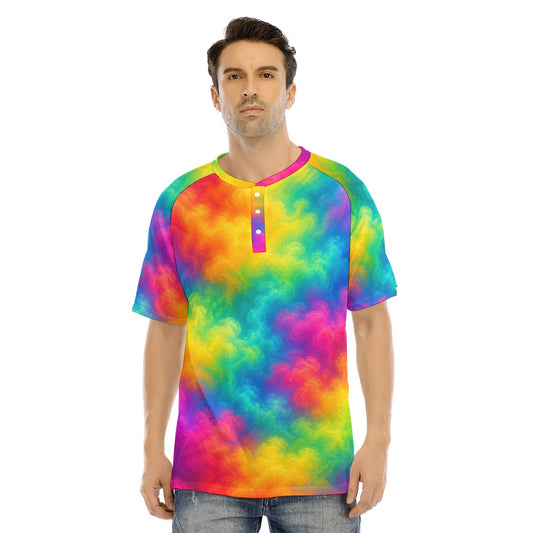 Men's Raglan Sleeve T-shirt With Button Closure