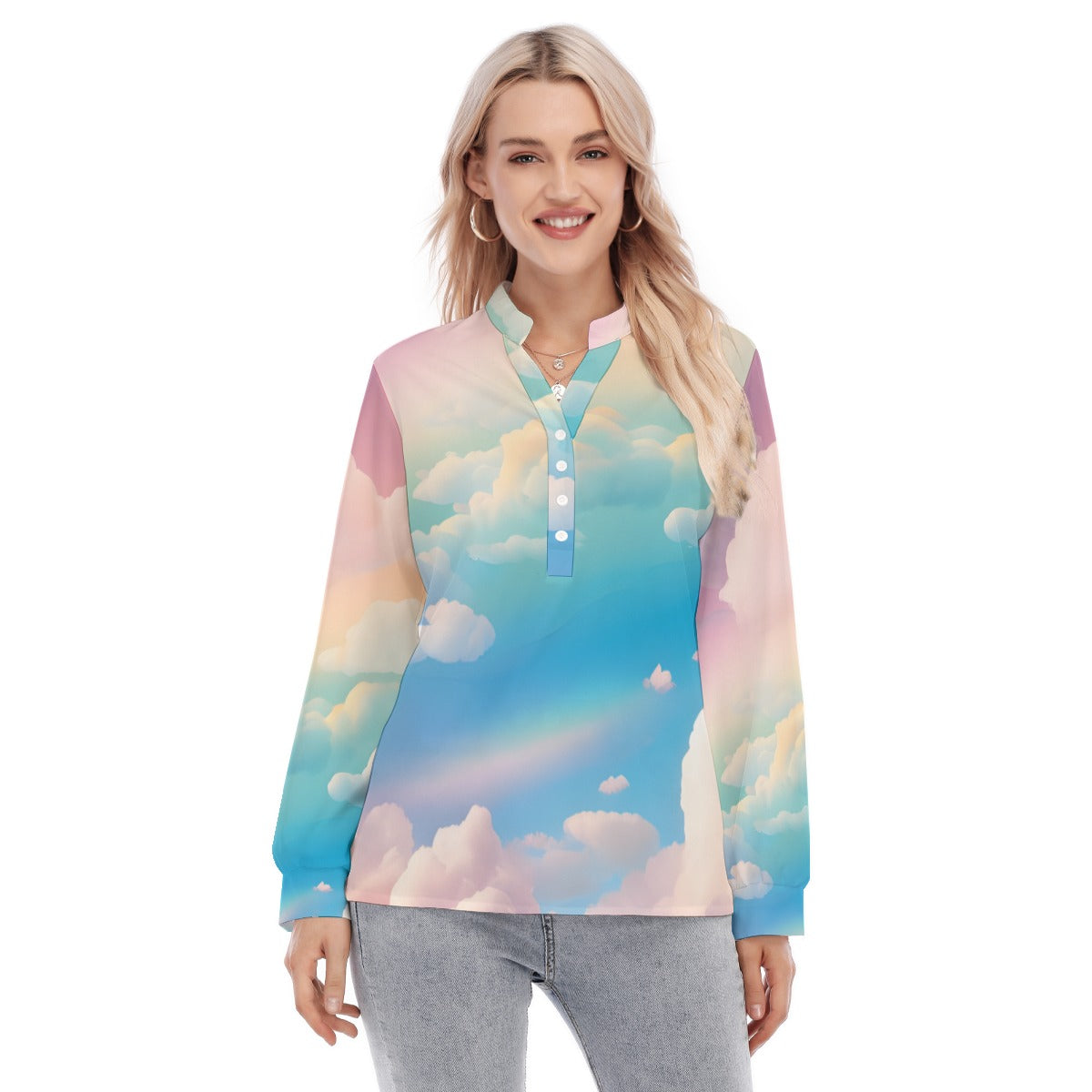 Women's Long Sleeve Blouse With Button Closure