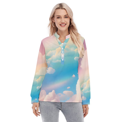 Women's Long Sleeve Blouse With Button Closure