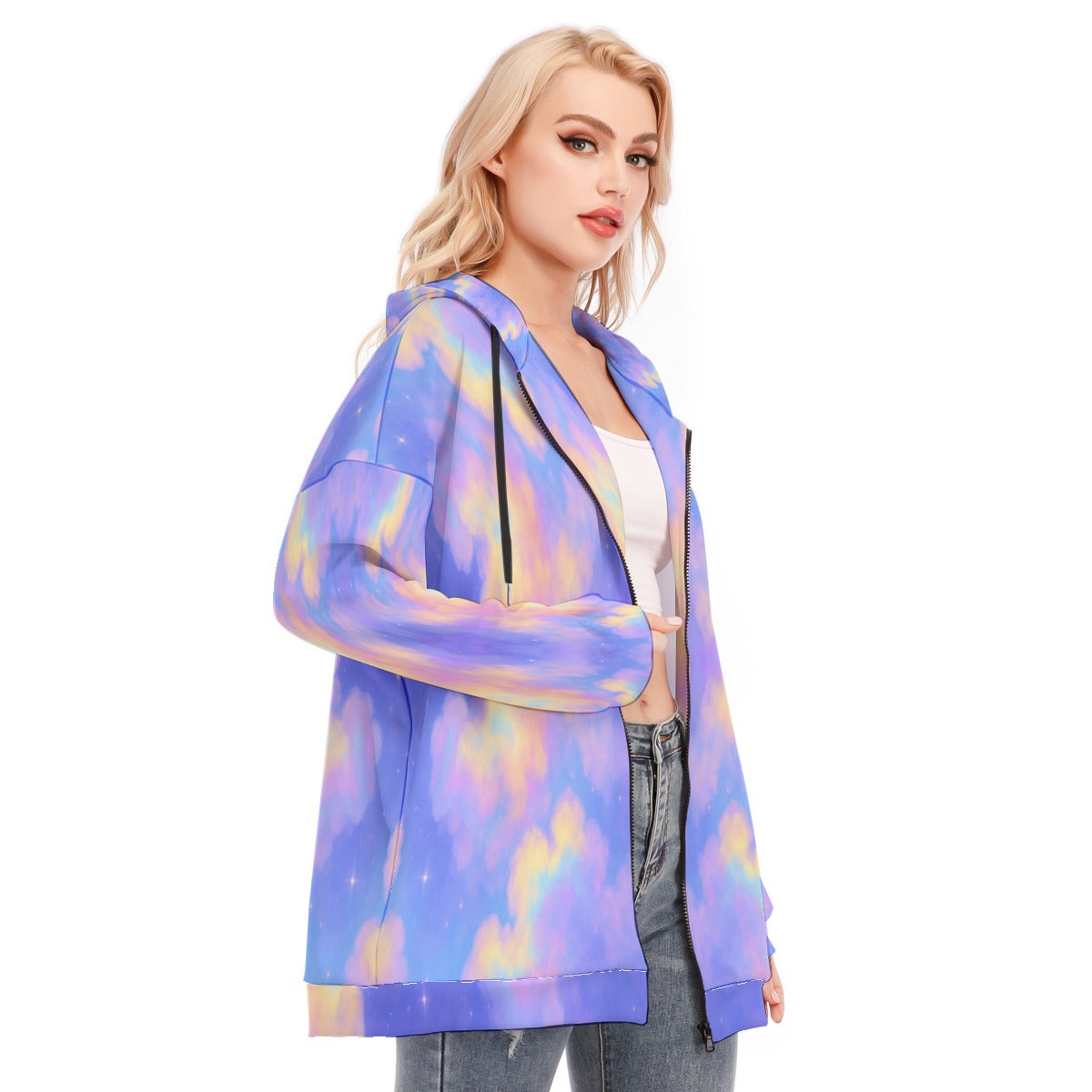 Women's Long Hoodie With Zipper Closure