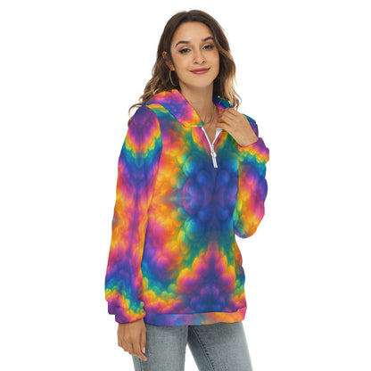 Women's Borg Fleece Hoodie With Half Zip