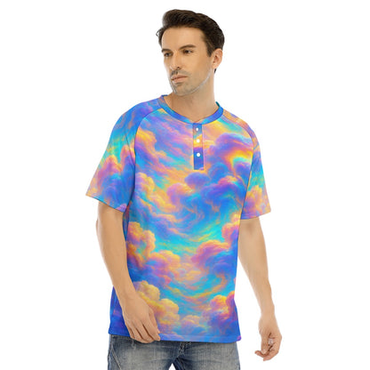 Men's Raglan Sleeve T-shirt With Button Closure
