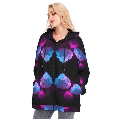 Women's Long Hoodie With Zipper Closure