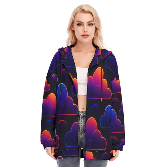 Women's Long Hoodie With Zipper Closure