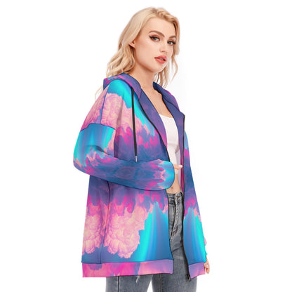 Women's Long Hoodie With Zipper Closure