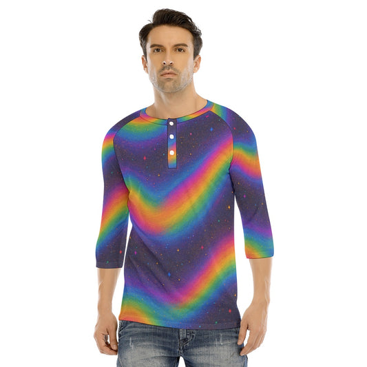 Men's Bracelet Sleeve T-shirt With Button Closure - view 1