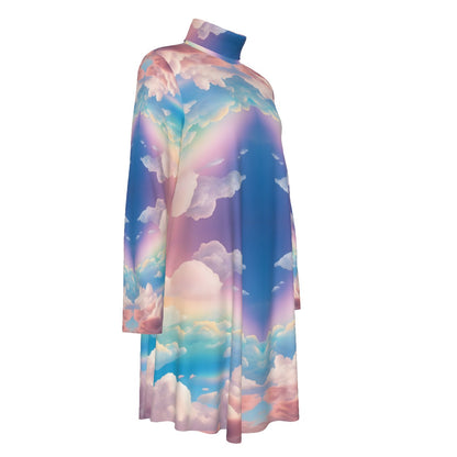 Women's High Neck Dress With Long Sleeve