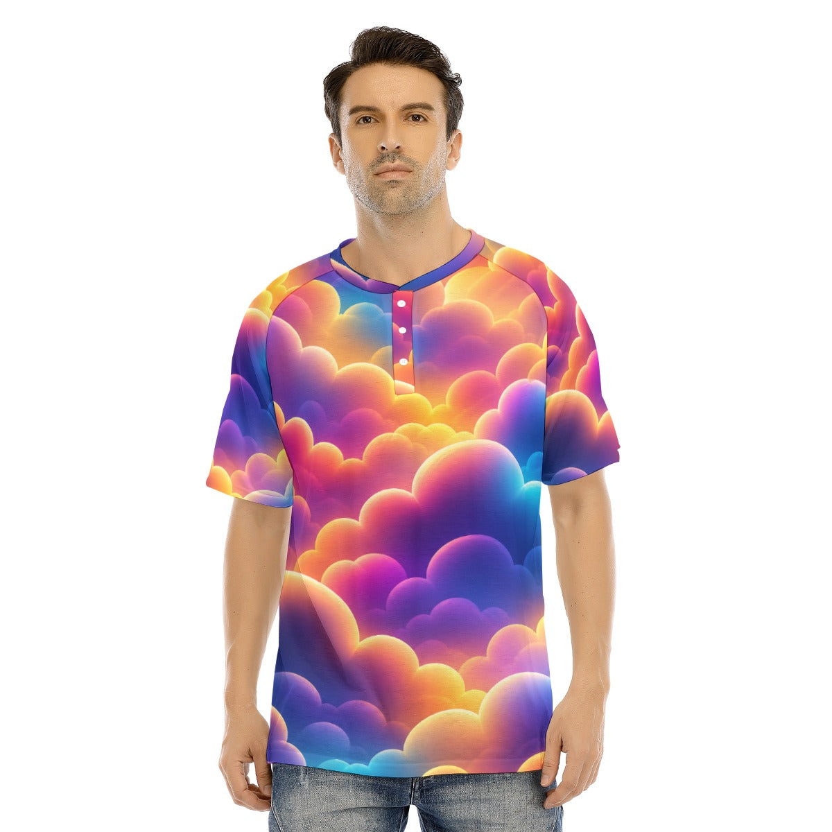 Men's Raglan Sleeve T-shirt With Button Closure