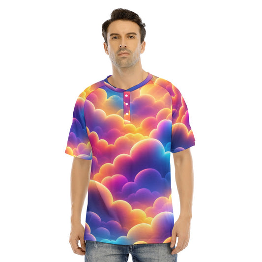Men's Raglan Sleeve T-shirt With Button Closure