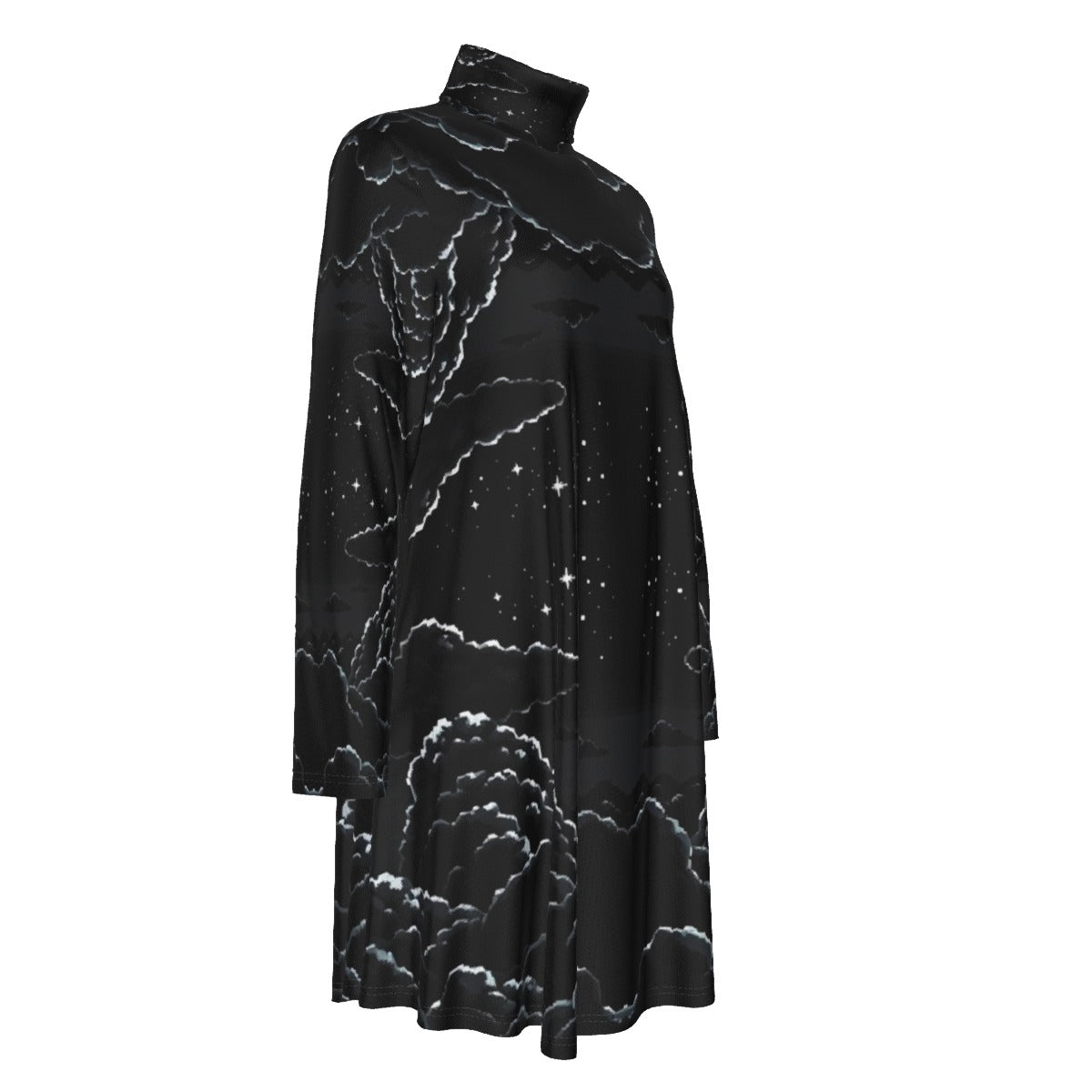 Women's High Neck Dress With Long Sleeve