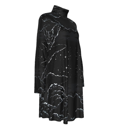 Women's High Neck Dress With Long Sleeve