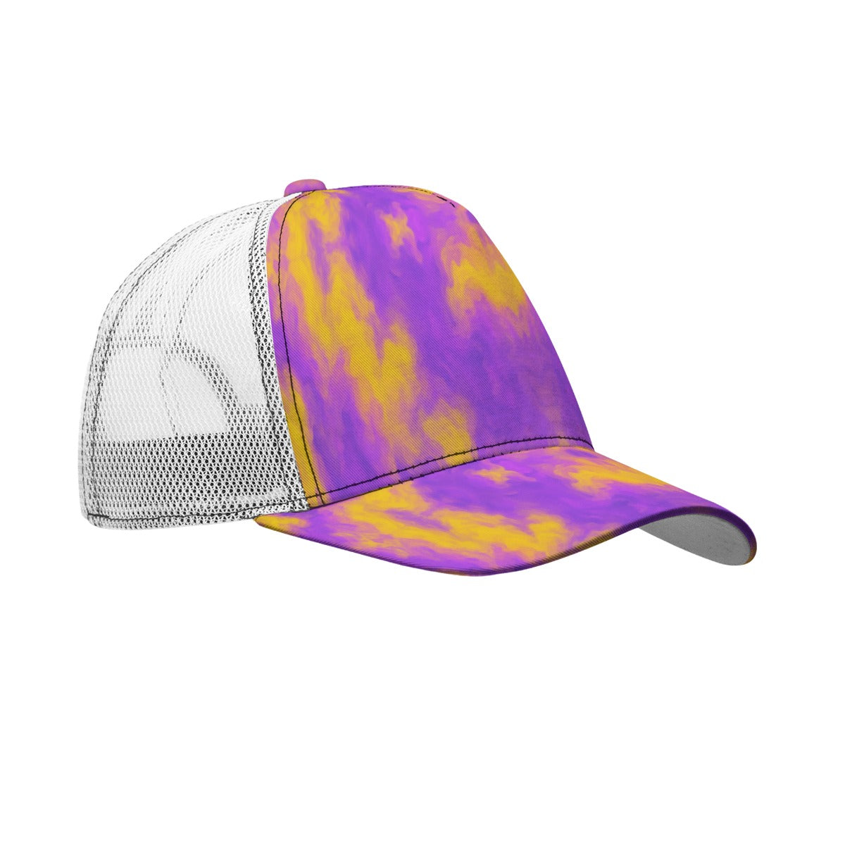 Unisex Black Buckle Peaked Mesh Cap With Box