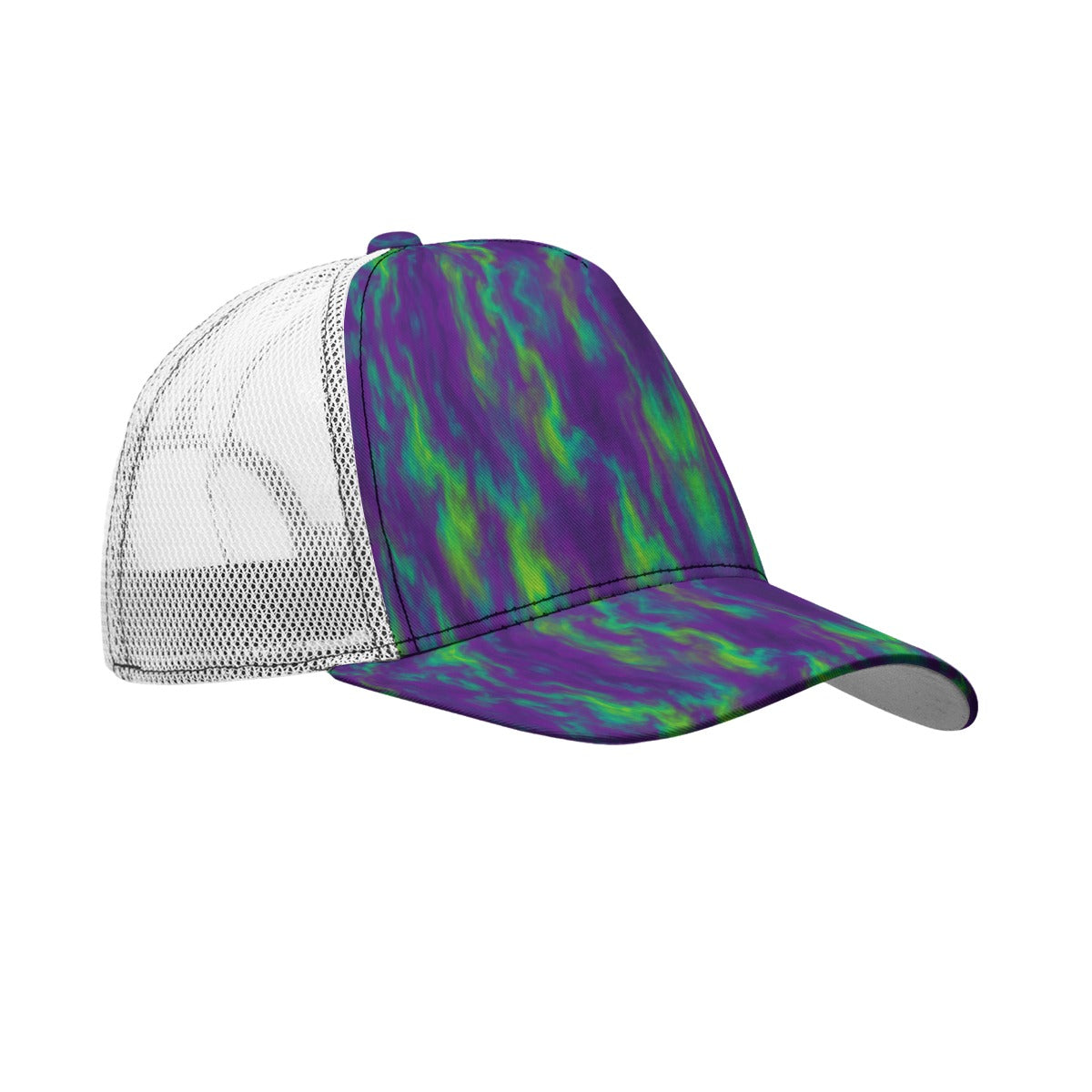 Unisex Black Buckle Peaked Mesh Cap With Box