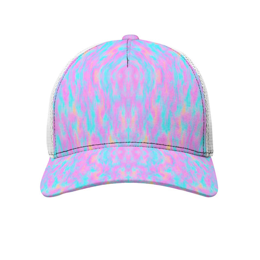 Unisex Black Buckle Peaked Mesh Cap With Box